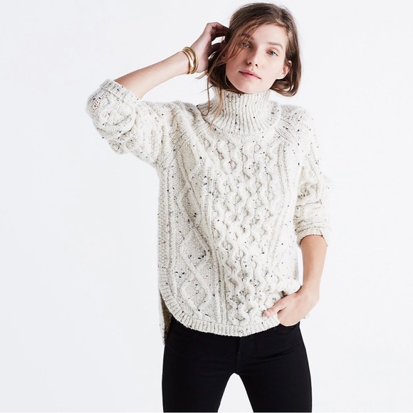 Madewell Sweaters - Madewell Cableknit Shirttail Turtleneck Sweater